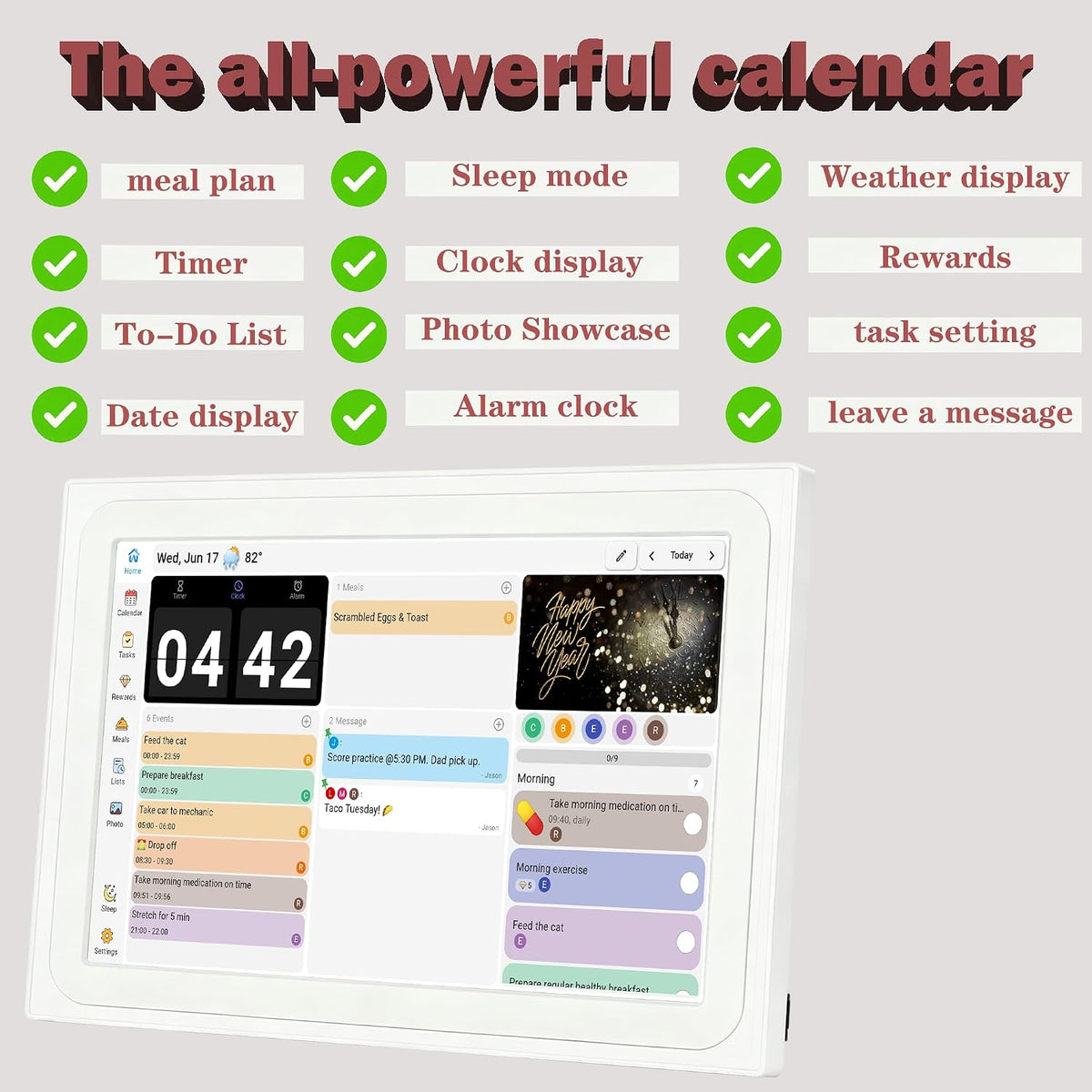 10.1" Smart Touch Screen Digital Calendar With Picture Frame Function