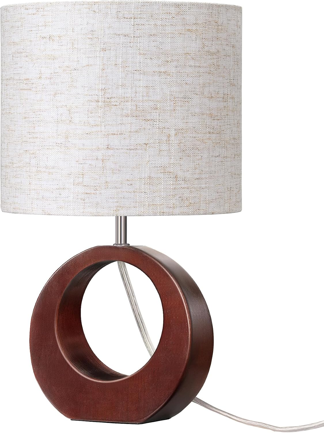 EDISHINE 13.4" Small Wood Table Lamp, ON-Off Switch, E26 Base, Bedroom