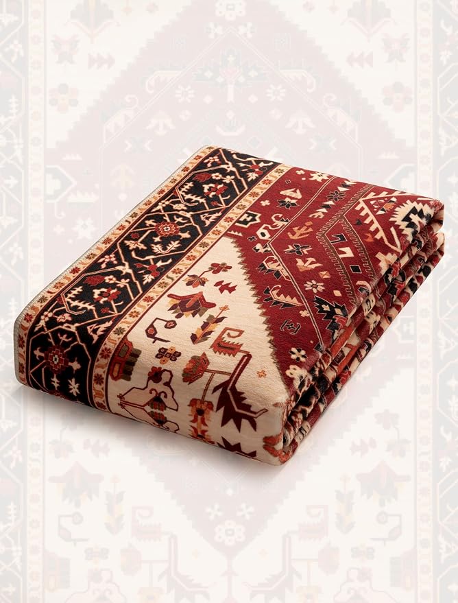 SERISSA Runner Rug for Hallways, Extra Long Boho Rug Ultra Soft Vintage Red