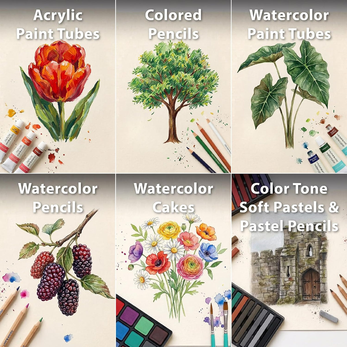 COLOUR BLOCK 151-Piece Professional Art Supply Set with Mixed Media, Paint Kit & Brushes in Aluminum Case, Complete Art Supplies for Adults, All Level Artists, Travel Art Set