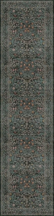 Dark Green Washable 3x12 Extra Long Runner Rug