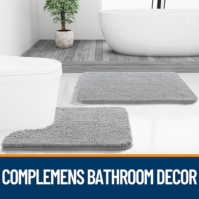 OLANLY Large Bathroom Rugs 40x32, Extra Soft Absorbent Chenille Bath Rugs
