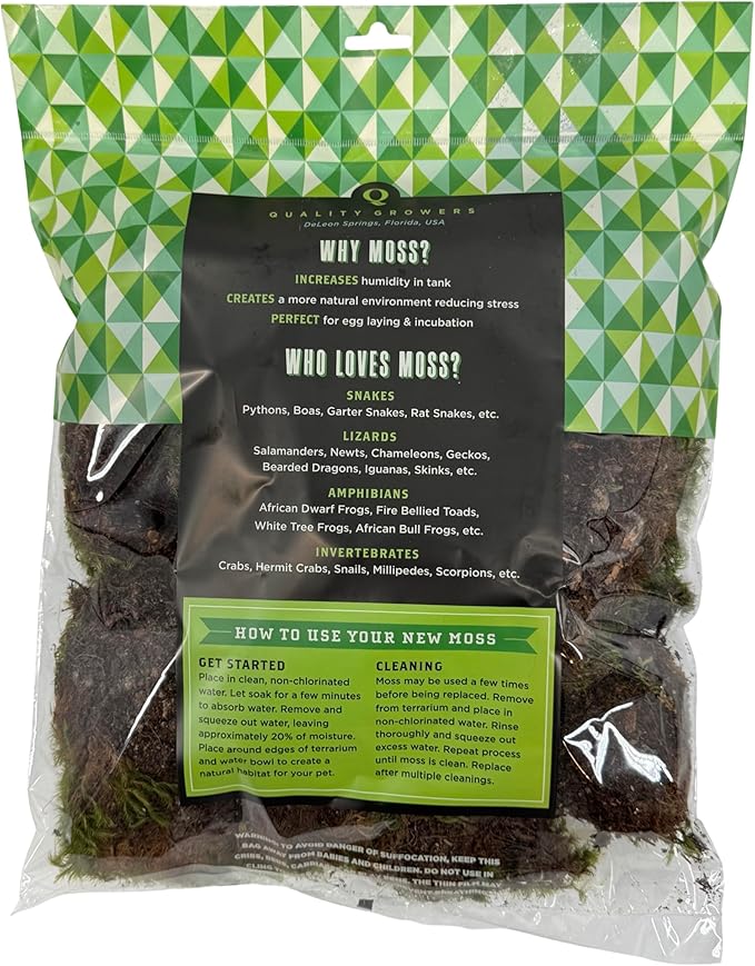 The Habitat Life - Natural Mood Moss - for Reptiles, Amphibians & Invertebrates Terrariums - Moisture-Retaining - Humidity Control - Soft Bedding - Dye-Free & Safe - Medium - 1 Pack
