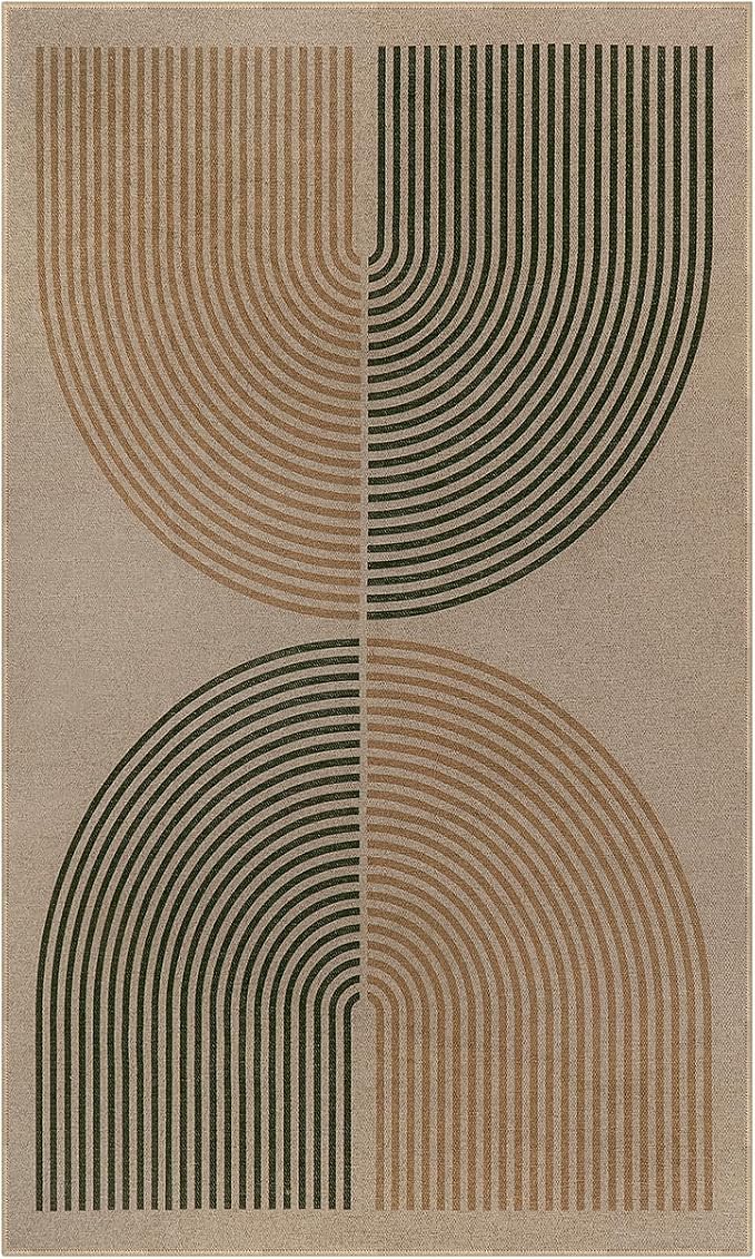 Lahome Modern Rainbow Easy Jute 3x5 Patio Rug, Washable Rugs
