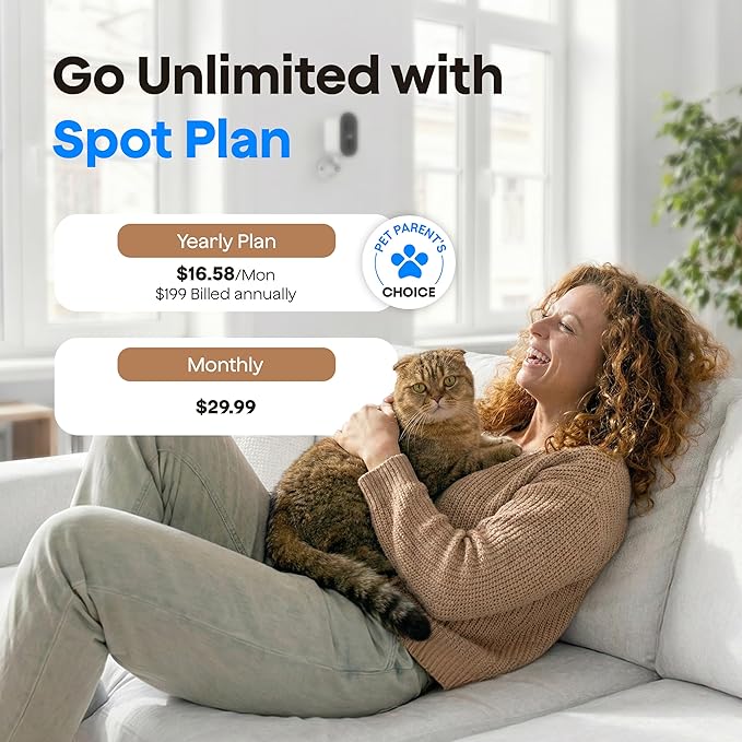 Waggle 4G LTE Cellular Security Camera, 2K HD Pet Monitor, 300° Pan, No WiFi, 9000mAh Battery, Night Vision, 2-Way Talk & Siren Alarm- RVs/Camping/Travel/Indoor & Outdoor - Subscription Required