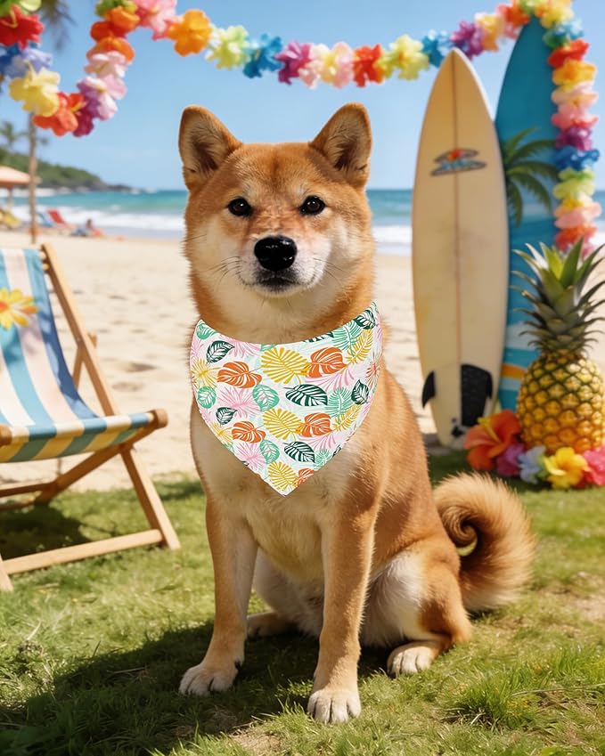 PET SHOW 50 Pack Hawaiian Dog Bandanas Bulk for Small Medium Dogs Puppys Washable Adjustable Pet Scarf Triangle Bibs for Dogs Cats Red Pink Decorative Grooming Accessories