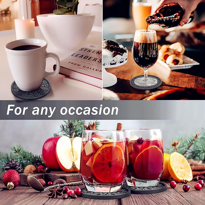 Coasters for Drinks, Resistant Reusable Silicone Coasters
