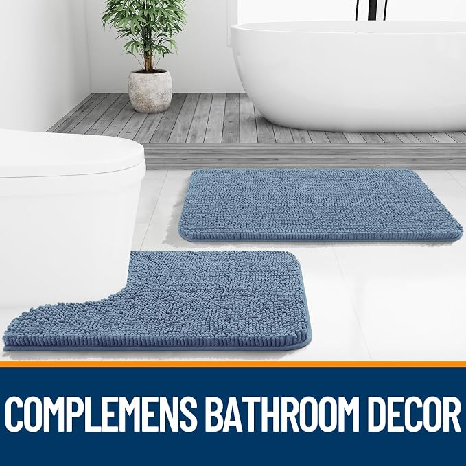 OLANLY Bathroom Rugs 34x21, Extra Soft Absorbent Chenille Bath Rugs, Rubber