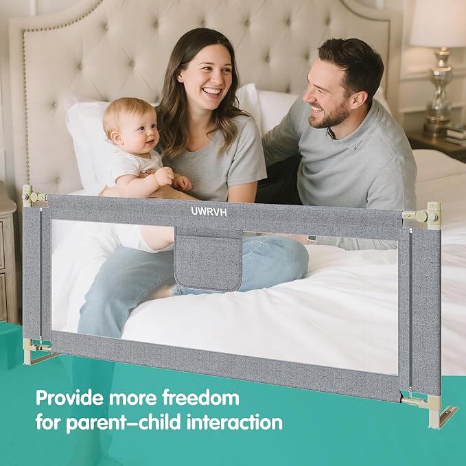 Bed Rails for Toddlers,Toddler Bed Rails,Bed Rail for Baby - Adjustable Height Bed Guard with Child Safety Lock, Universal Fit for King/Full/Twin Beds (Grey, 1 Side 39Inch)