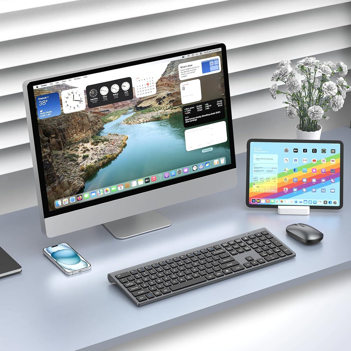 Wireless Keyboard and Mouse Combo, Ultra Slim Full Size Silent Keyboard