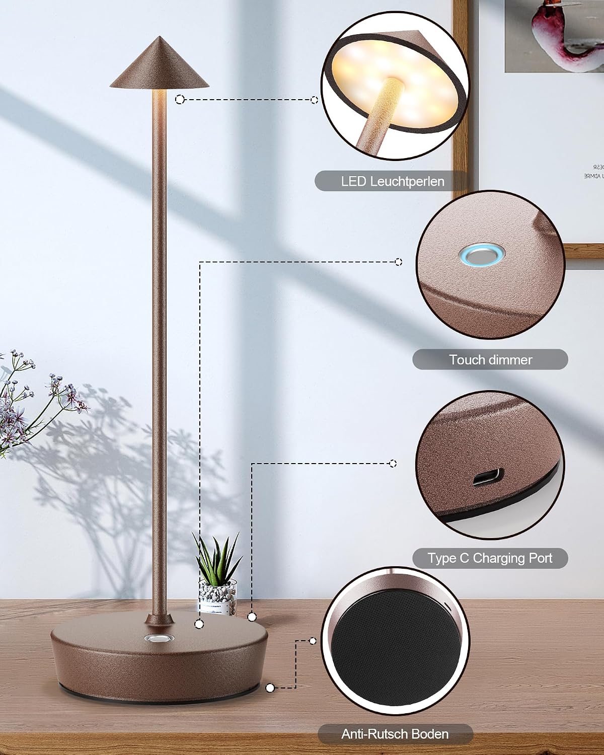 LED Cordless Lamp Rechargeable 6000mAh Battery Outdoor Table Light