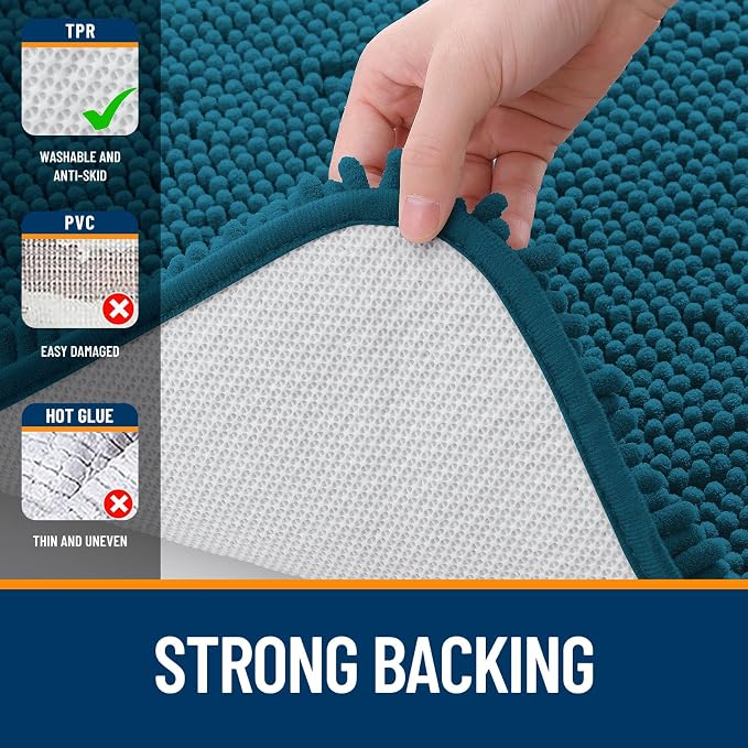 OLANLY Bathroom Rugs 32x20, Extra Soft Absorbent Chenille Bath Rugs, Rubber