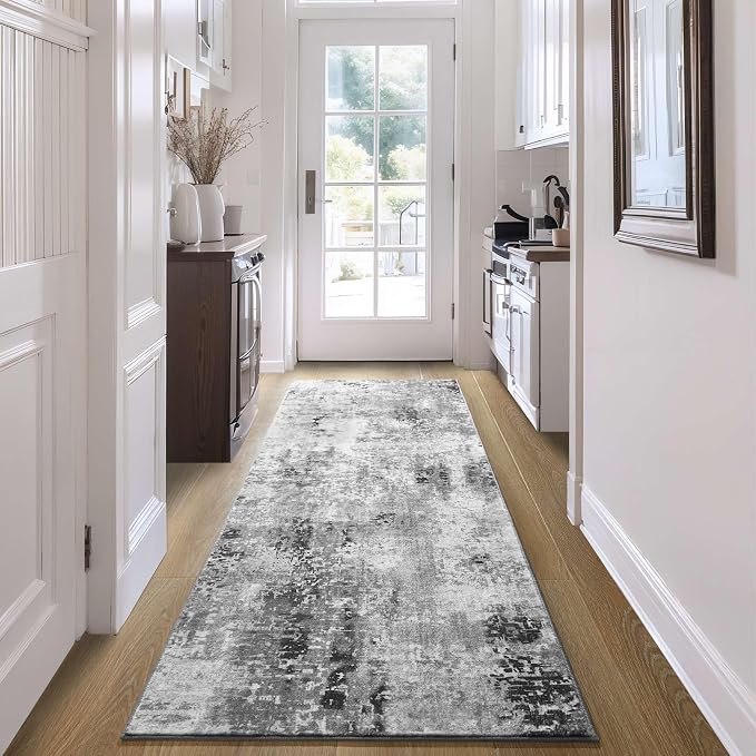 Ompaa 2x6 Rug Runners for Hallways Kitchen Runner Rug Non Slip Washable Grey