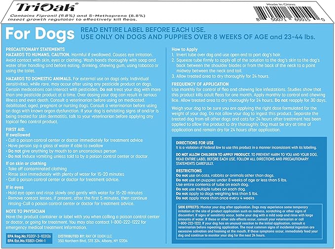 Flea and Tick Prevention for Medium Dogs, 6 Doses Topical Flea Treatment, Helps Control Fleas, Ticks and Lice, for Dogs 23–44 lbs, Waterproof, Fast Acting
