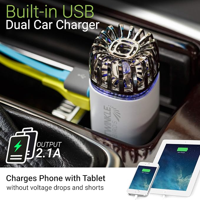 Car Air Purifier Ionizer - 12V Plug-in Ionic Anti-Microbial Car Deodorizer -