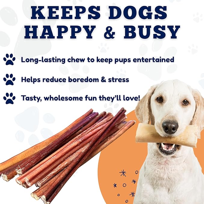 Amazing Dog Treats - Bully Sticks for Small Dogs (12 Inch Small- 50 Count) - Premium Thin Junior Bully Sticks for Dogs