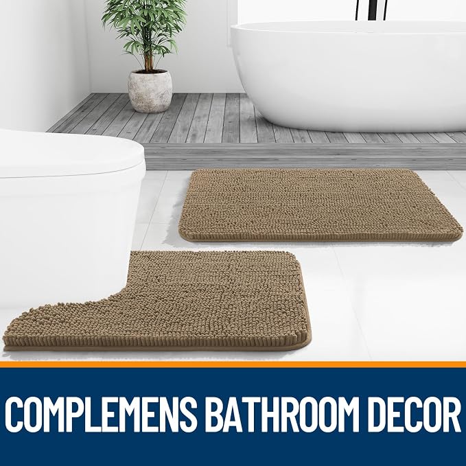 OLANLY Large Bathroom Rugs 70x46, Extra Soft Absorbent Chenille Bath Rugs