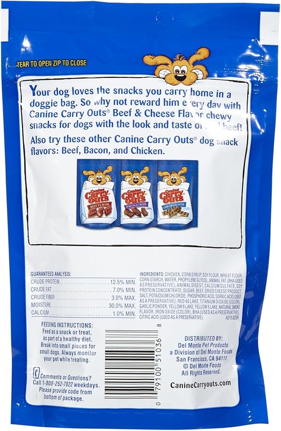 Canine Carry Outs Del Monte Beef & Cheese Flavor