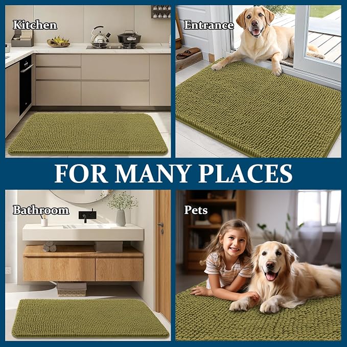 OLANLY Dog Door Mat for Muddy Paws 59x35, Absorbs Moisture and Dirt, Absorbent