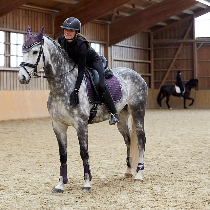 HORZE Adepto Open Front Tendon Boots | Durable Shell with Neoprene Lining - Blackcurrant Purple - Warmblood
