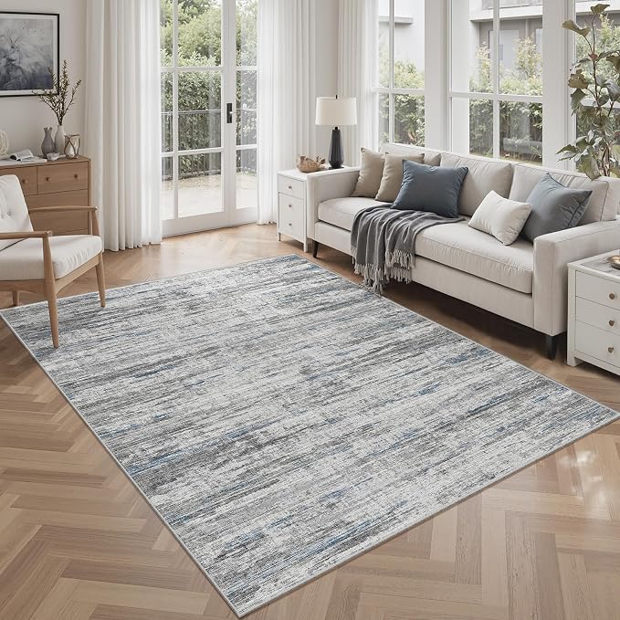 4x6 Rug - Stain Resistant Abstract Washable Rugs, Anti Slip Area Rugs