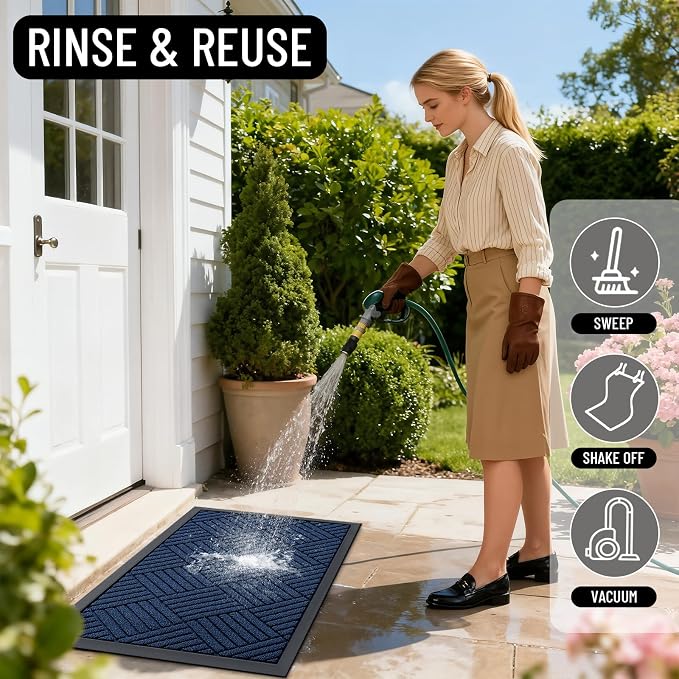 OLANLY Front Door Mat Outside Entrance 71x23, Heavy Duty Sturdy Natural Rubber