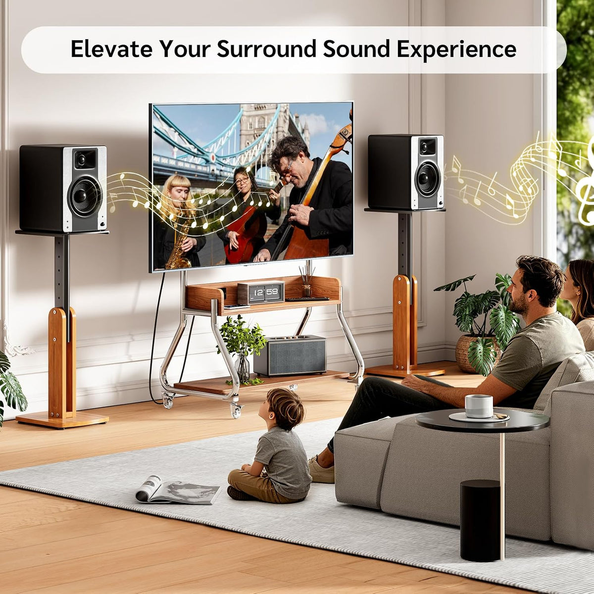 Solid Wood Speaker Stands Pair for Studio Monitor and Bookshelf Speakers