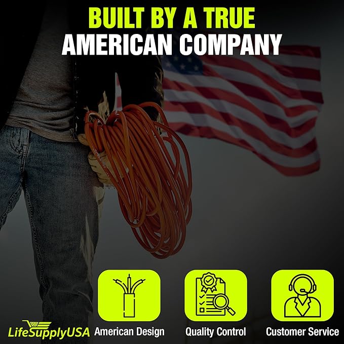 100ft Outdoor/Indoor Extension Cord 10/3 Gauge Ultra Heavy Duty 3 Prong SJTW, Waterproof, ETL Listed, Flexible Cold-Resistant Long Power Cord,15A 125V 1875W, Green by LifeSupplyUSA
