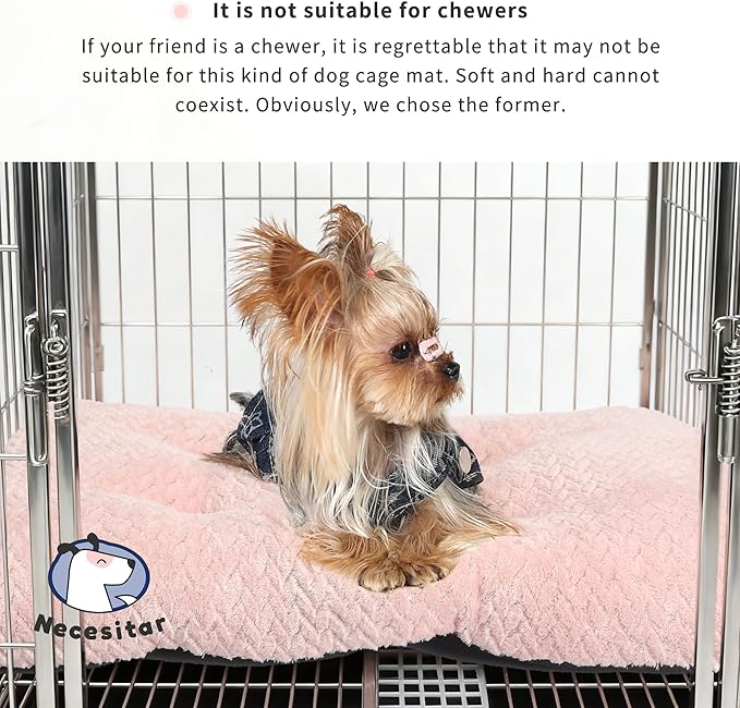 Dog Bed for Small Dogs Crate Washable 22 inch Dog Mats for Sleeping,Up to 15 lbs Soft and Fluffy Pink S