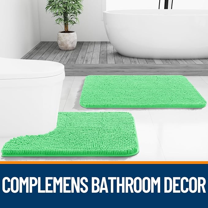 OLANLY Small Bathroom Rugs 24x16, Extra Soft Absorbent Chenille Bath Rugs