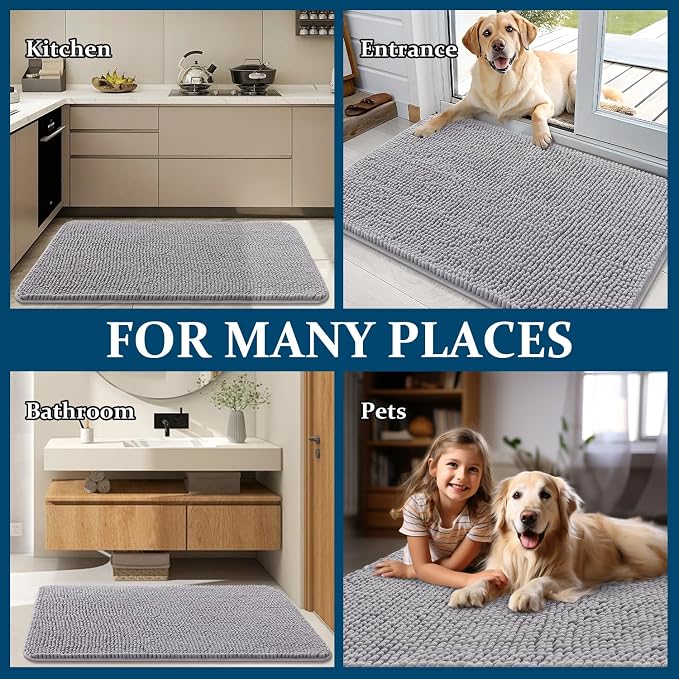 OLANLY Dog Door Mat for Muddy Paws 44x32, Absorbs Moisture and Dirt, Absorbent