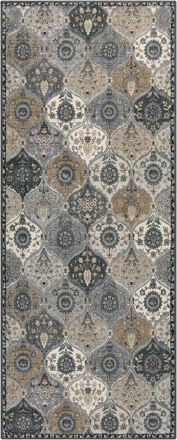Lahome Moroccan Trellis Kitchen Runner Rug, 2x5 Washable Runners