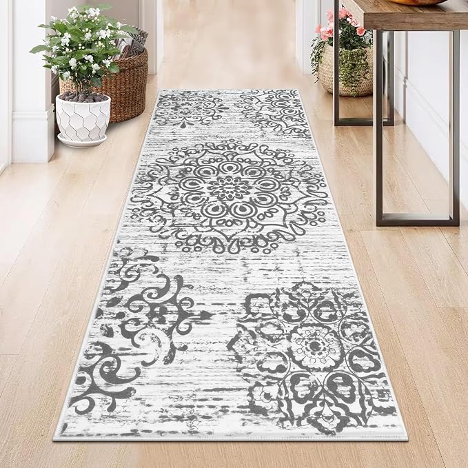 HEBE Hallway Runner Rug 2'x5' Washable Vintage Distressed Area Rugs Non Slip