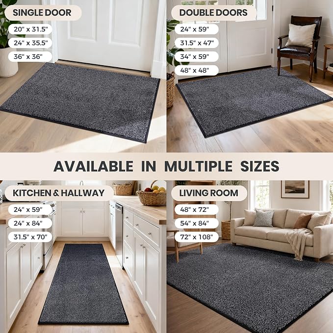 PURRUGS Easy Care Area Rug 6ft x 9ft, Non-Slip Washable Entryway Rug, Stain