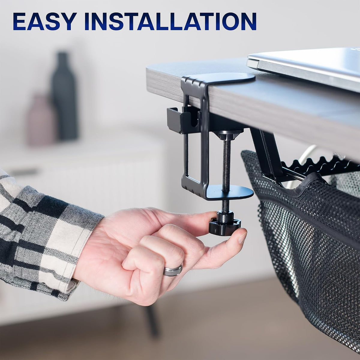 VIVO Black Clamp-on 55 in Mesh Net Cable Management Holder, DESK-AC55MH