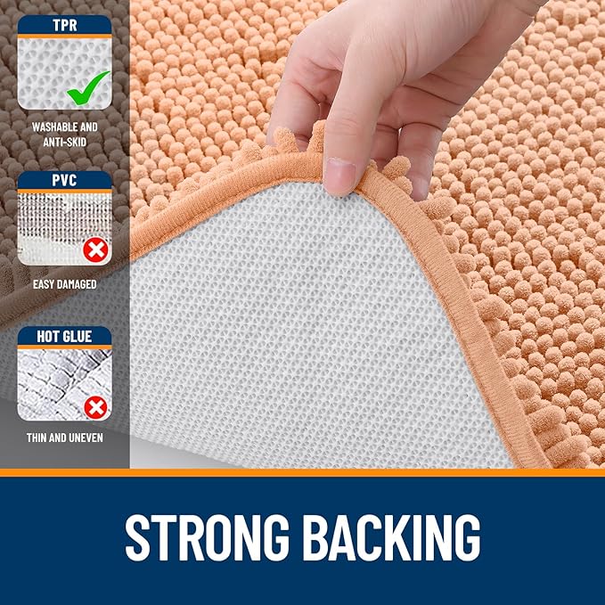 OLANLY Large Bathroom Rugs 40x32, Extra Soft Absorbent Chenille Bath Rugs