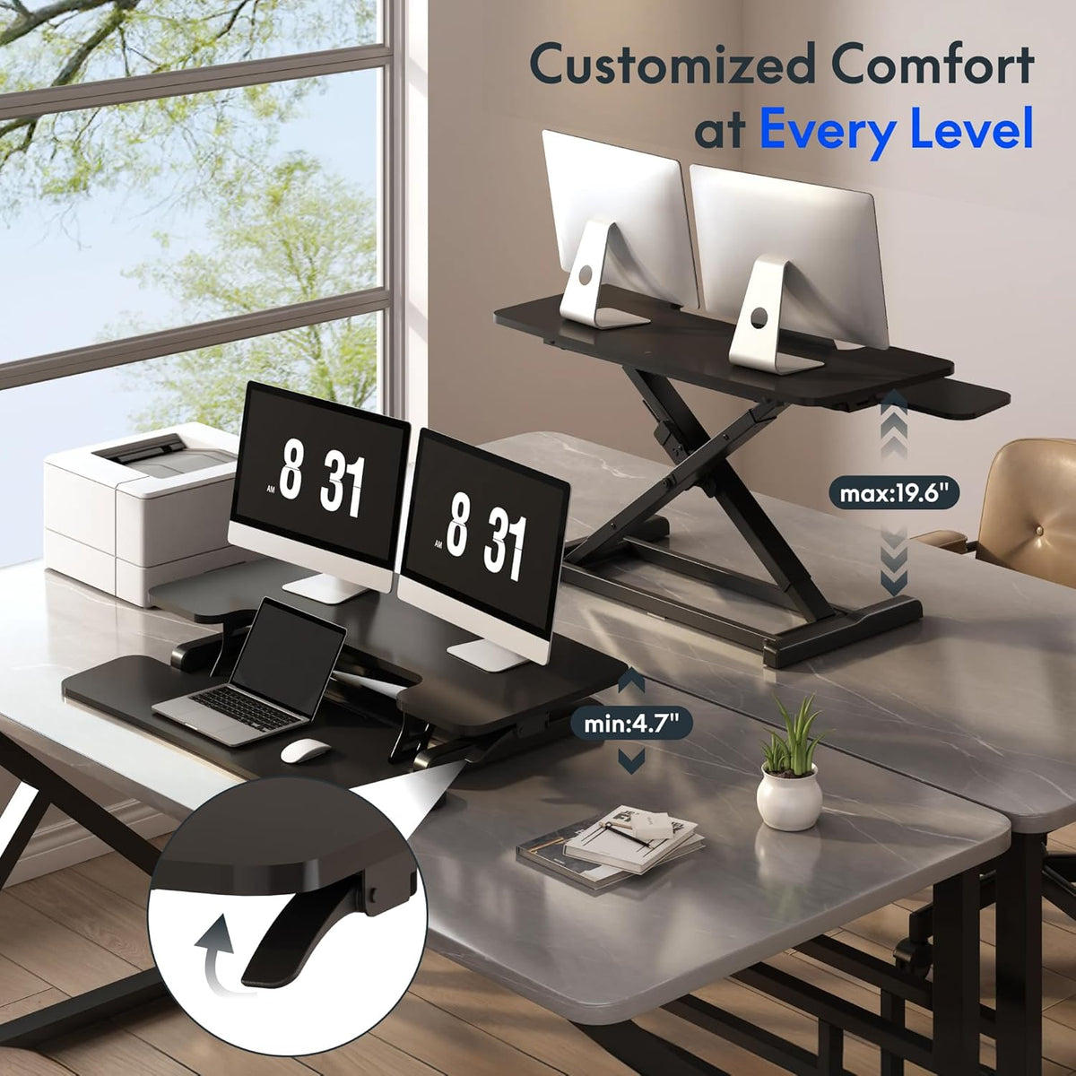 FLEXISPOT Standing Desk Converter, 42", Black
