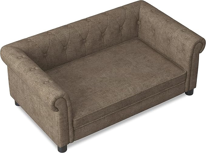 Dog Couch for Large Dogs, Elevated Durable Pet Sofa Bed, 24" W Comfortable Modern and Stylish Dog Sofa Couch with Dry Cleanable Fabric, Furniture for Medium & Large Breed (Brown)