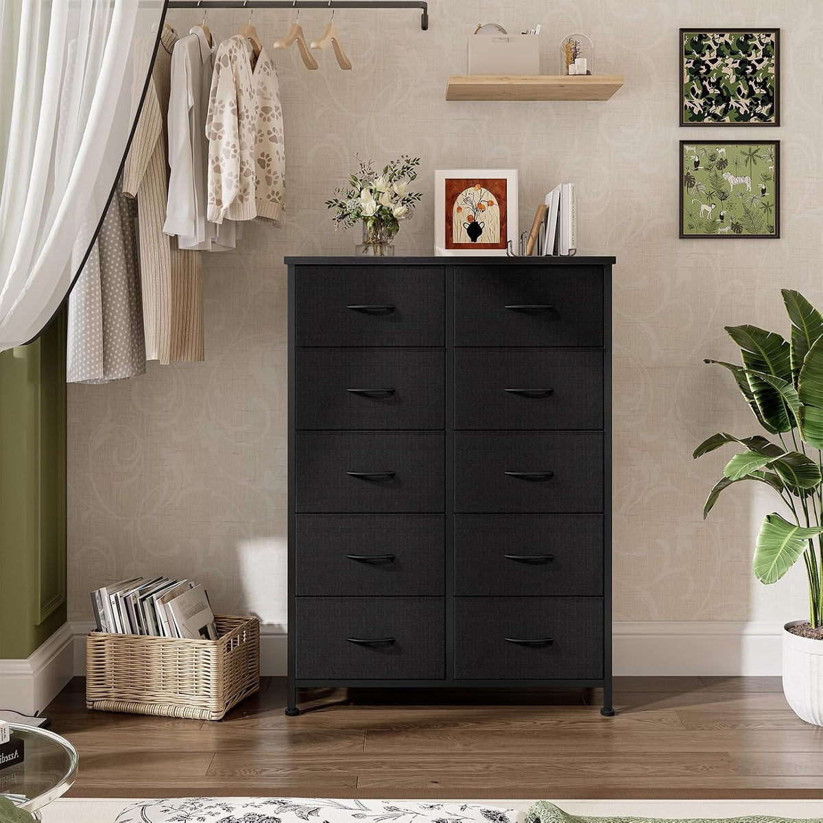 DUMOS 10 Drawer Dresser for Bedroom, Storage Organizer Chest of Drawers