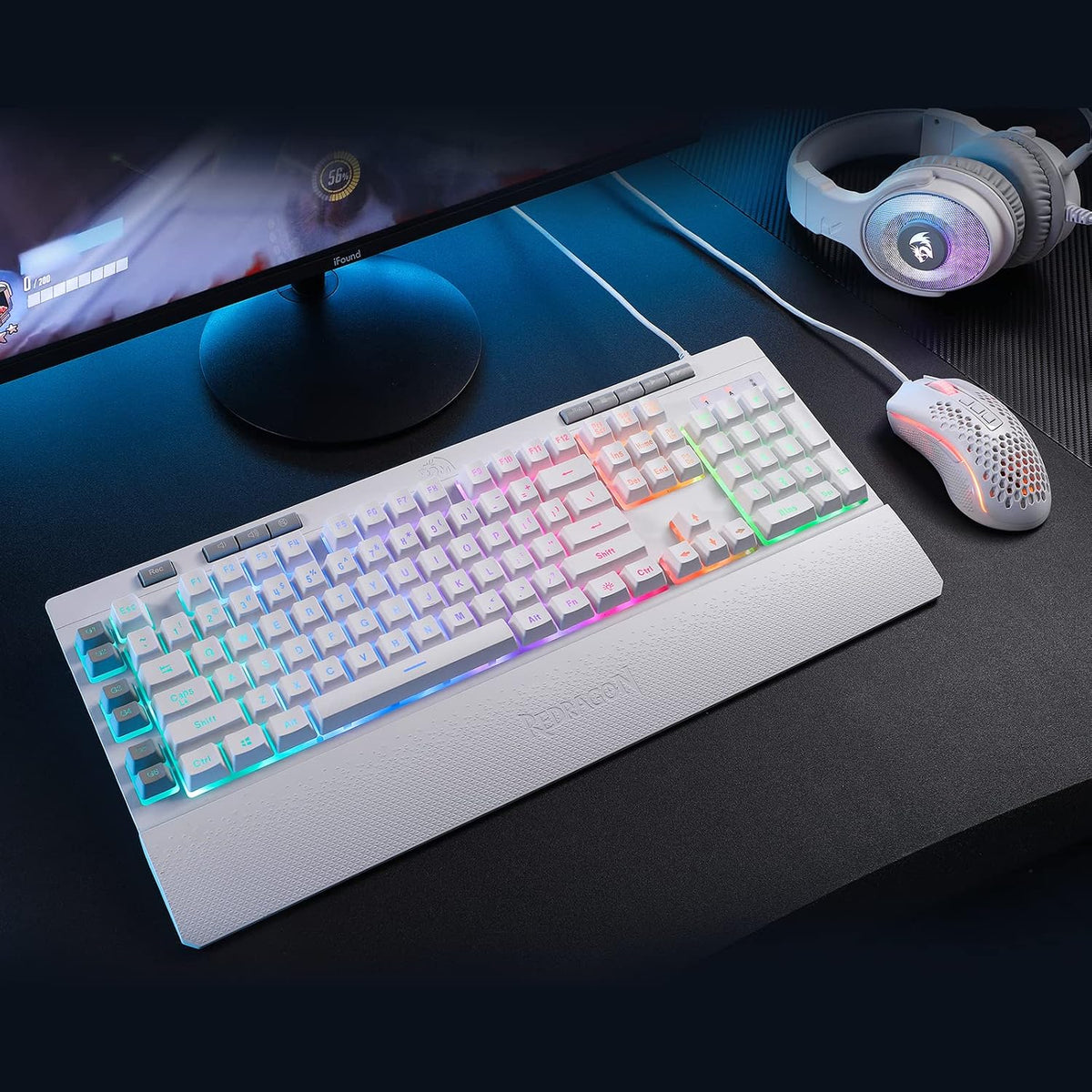 Redragon K512 RGB Membrane Gaming Keyboard, 6 Macro Keys & Easy Media Wheel