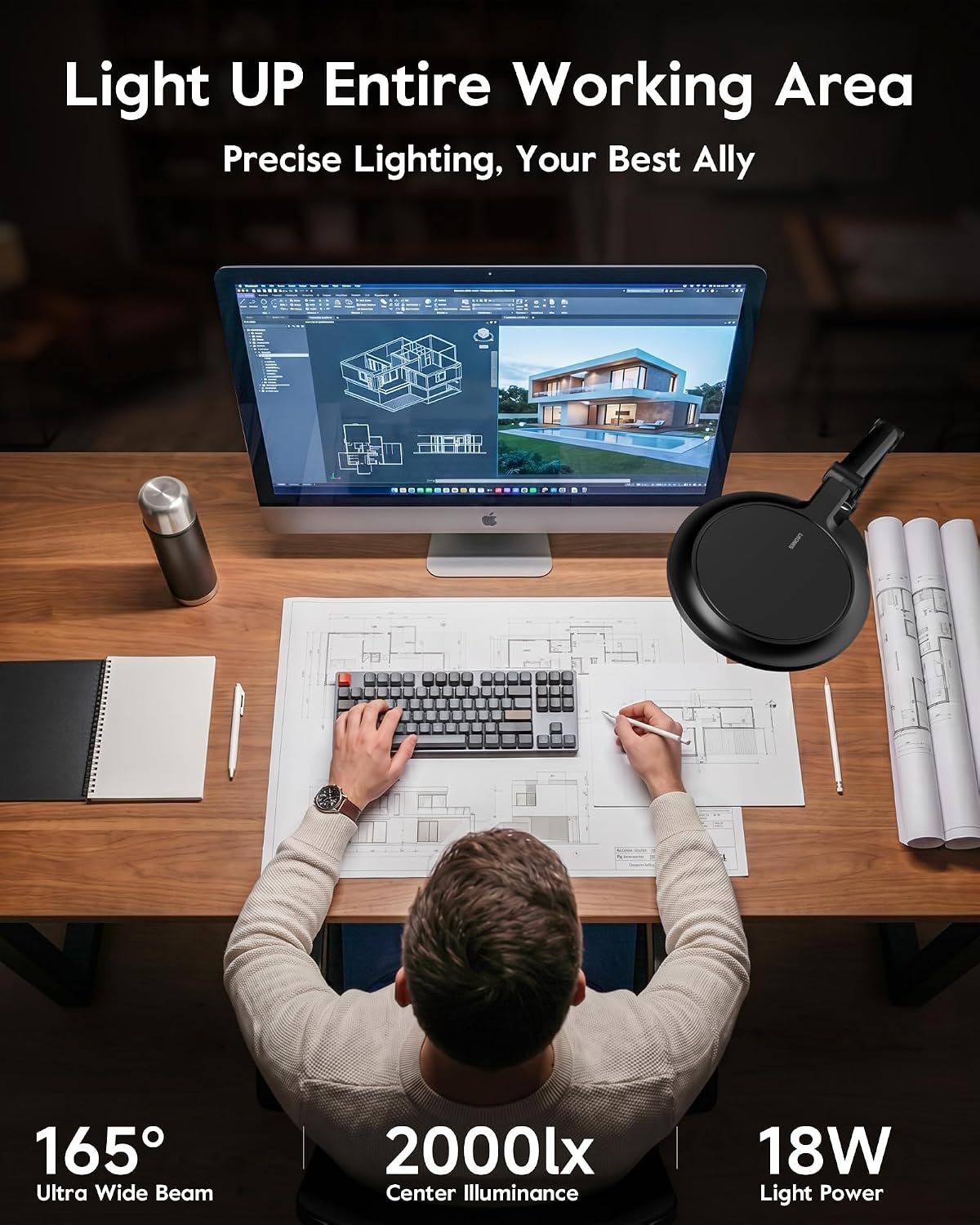 LitONES Desk Lamp for Home Office, Professional Video Call Light, CRI>98