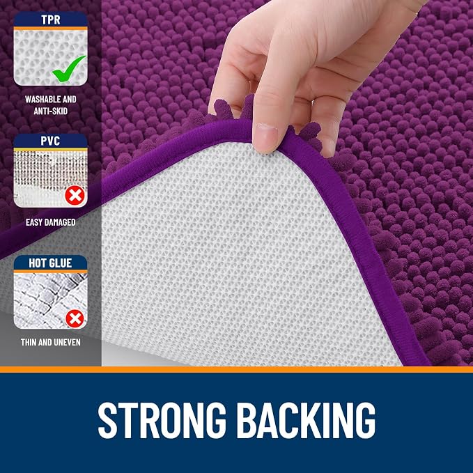 OLANLY Large Bathroom Rugs 59x35, Extra Soft Absorbent Chenille Bath Rugs