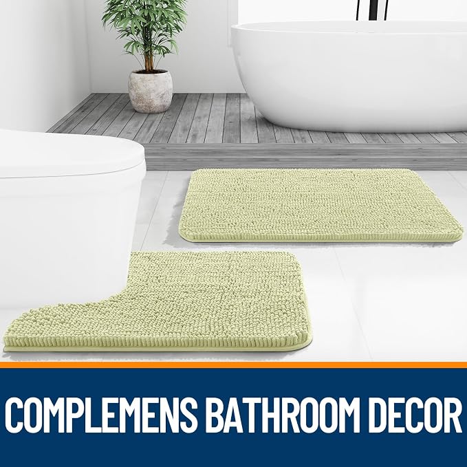 OLANLY Bathroom Rugs 36x24, Extra Soft Absorbent Chenille Bath Rugs, Rubber