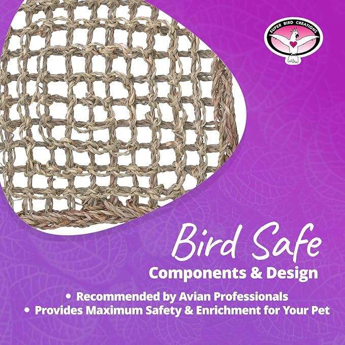 Super Bird Creations SB50007 Seagrass Mat for Cage Decor, Pet Enrichment and Boredom Relief - Versatile Toy-Making Base - Ideal for Parrots - Small to Large Birds & Reptiles - 7"x12" (1 Pack)