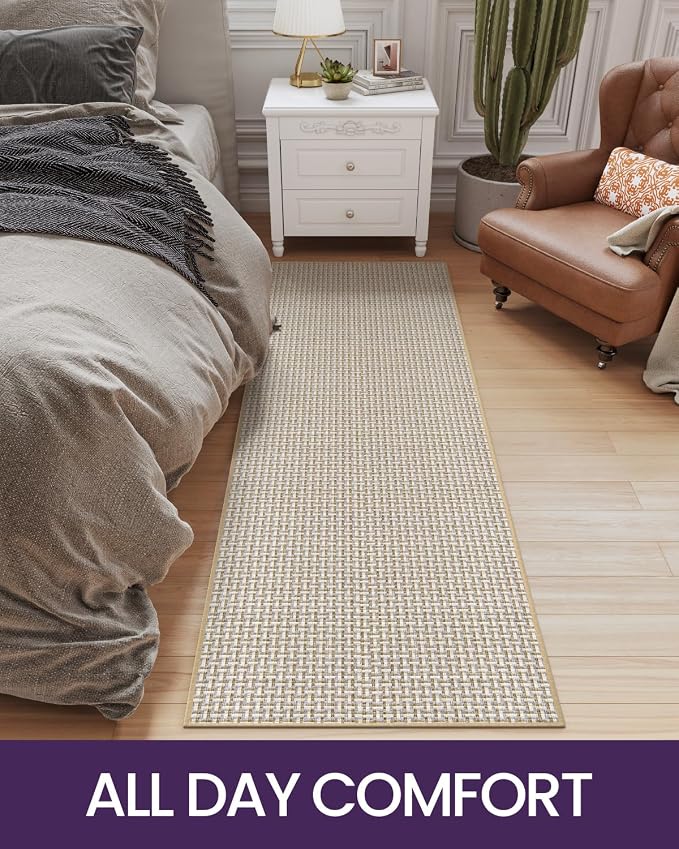 DEXI Hallway Runner Rug 2'4"x8', Non Slip Rubber Backed Runners Carpet