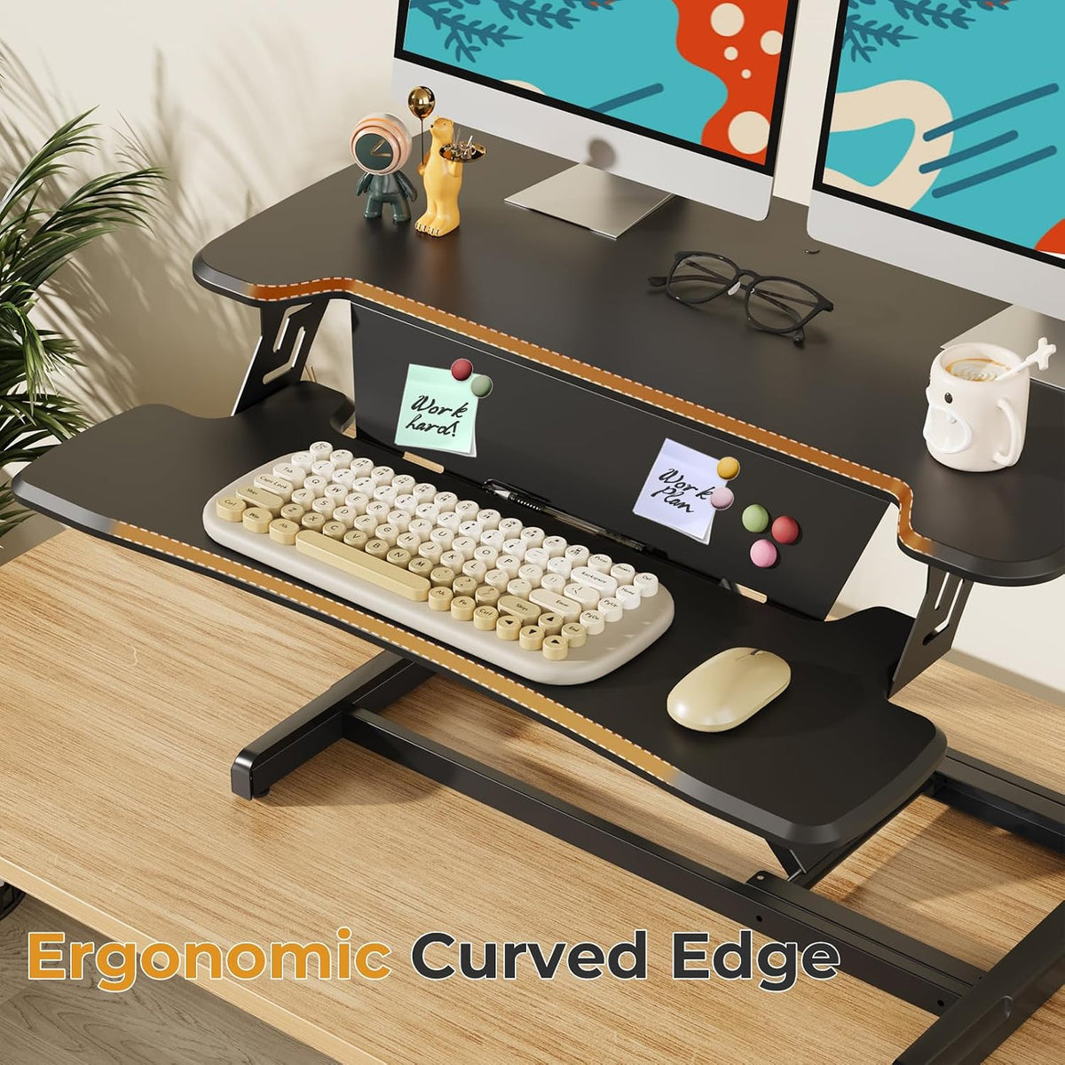JOY worker Standing Desk Converter, 32" Height Adjustable Desk Riser, Black
