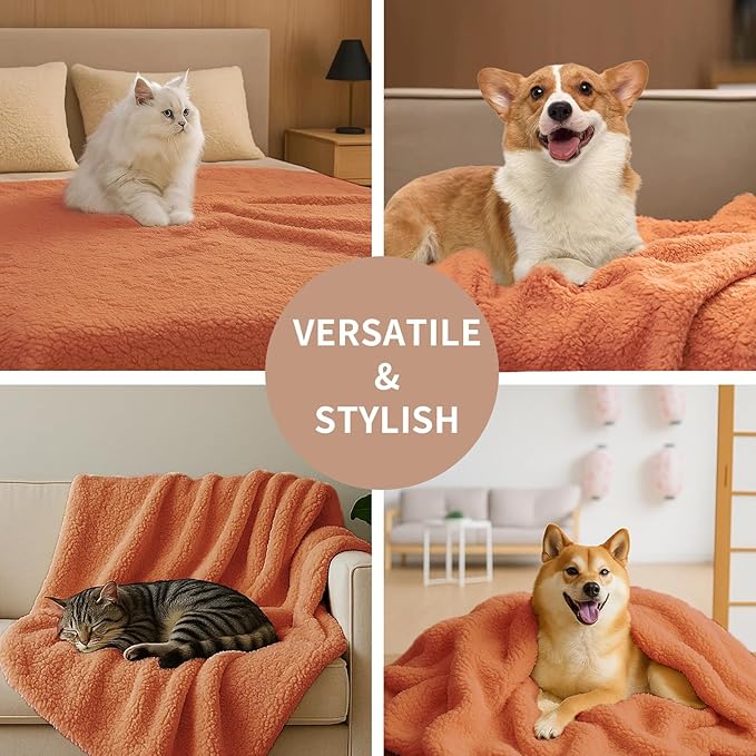Pet Blankets for Couch Sofa Bed Dog Blankets Reversible Cat Blanket Soft Furniture Protector Cover for Small Medium Large Dogs Cats, Grey, 65 x 83 inches