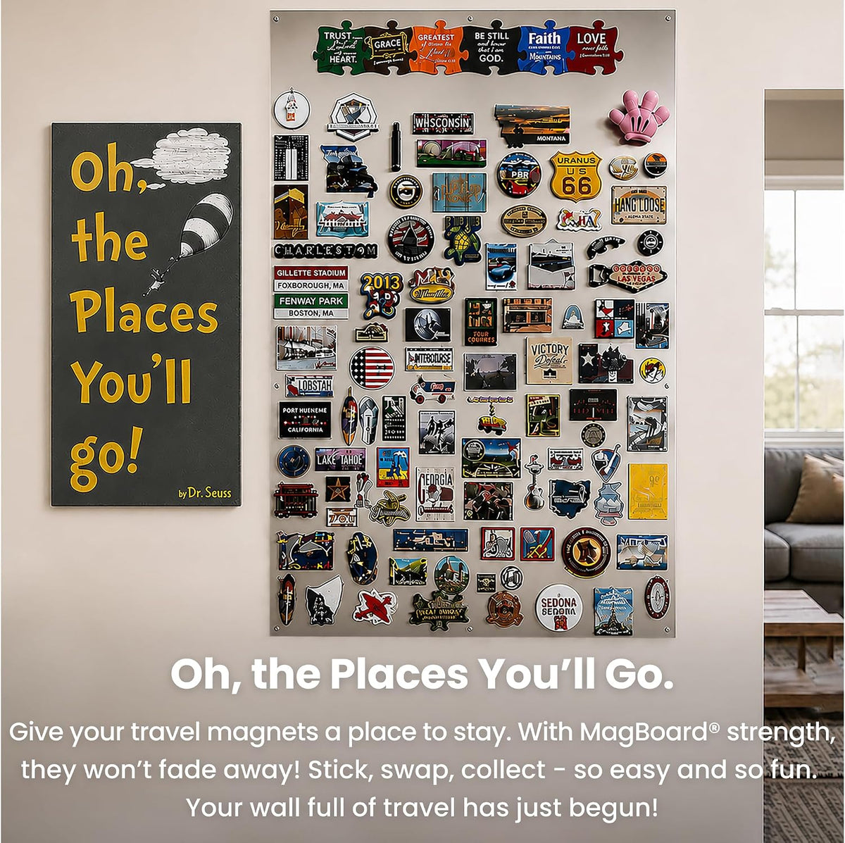 21.5" x 69.5" - Magnetic Board - Wall Mounted Dry & Wet Erase Board for Home, Office, and Classroom - Mounting Screws Included