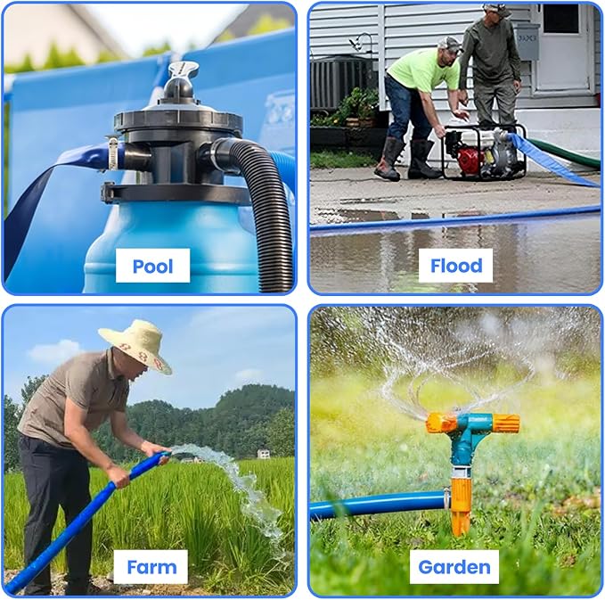 Poolvio Backwash Hose 1-1/2" x 50 ft, Leak-Free