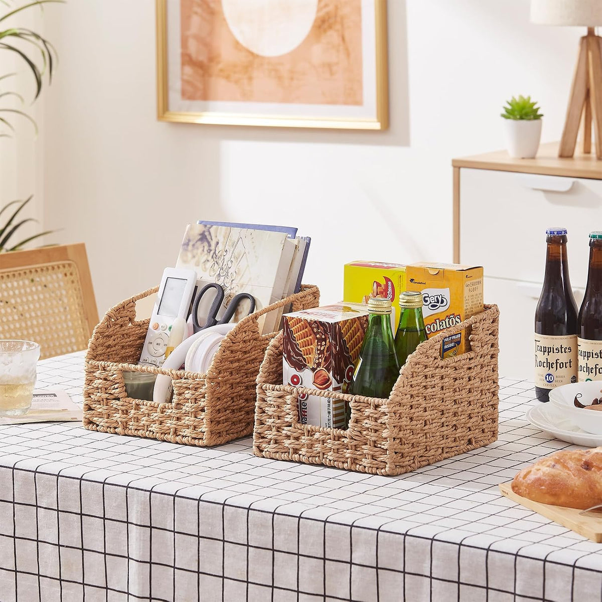 OIAHOMY Pantry Baskets for Organizing,Wicker Storage Bins,2 Pack-Natural
